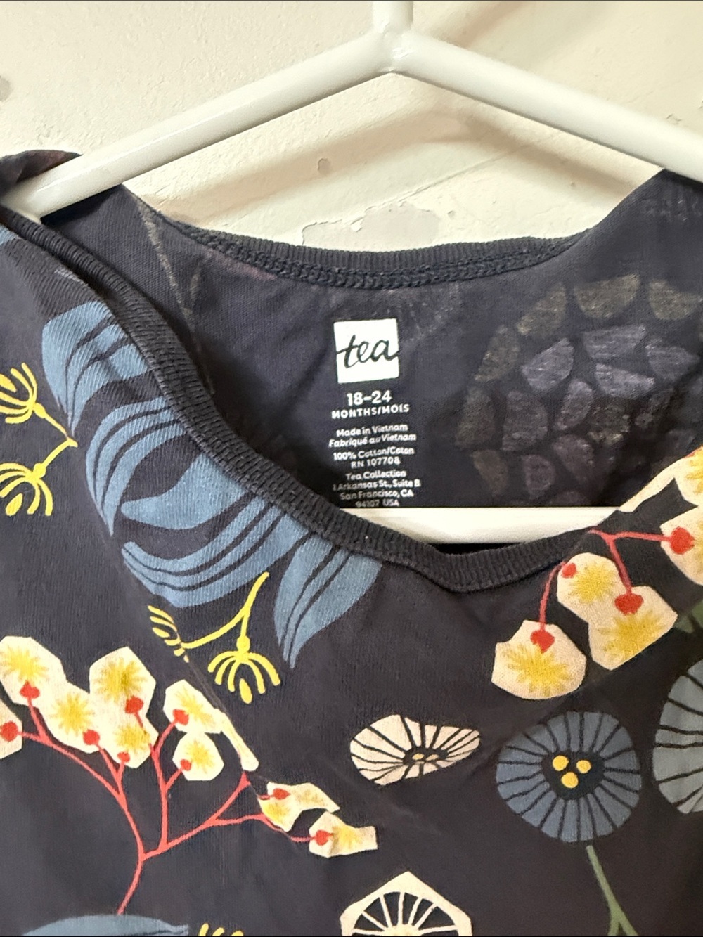 Tea Collection Navy Floral Ruffle-Front Romper - Picture 2 of 2